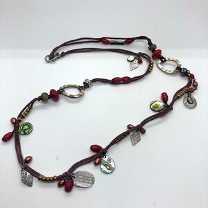 Silpada Sterling Silver Coral & Mixed Gem Stone Beaded Necklace N2116 - 27” L